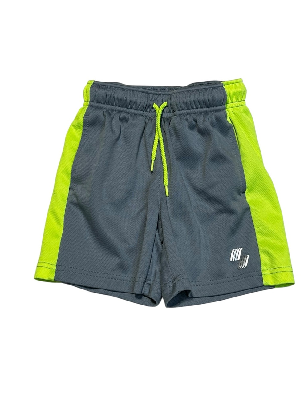 Children’s Place Boys' 4Y Gray Athletic Shorts with Neon Green Trim